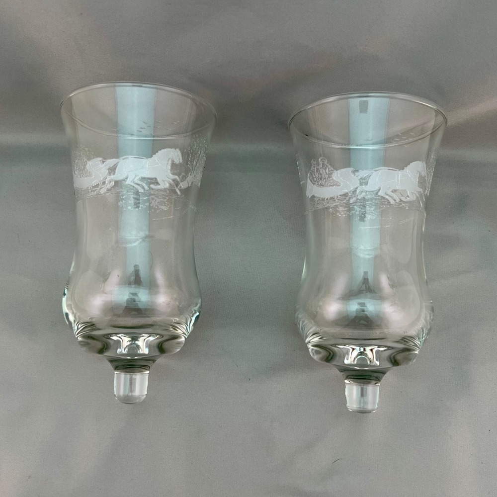 Homco Votive Holders Unisex OS Clear Excellent Sleigh Ride Peg Glass Set 2